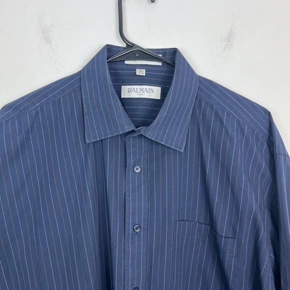 Vintage Balmain Paris Striped Button Down Sz L - Picture 3 of 7